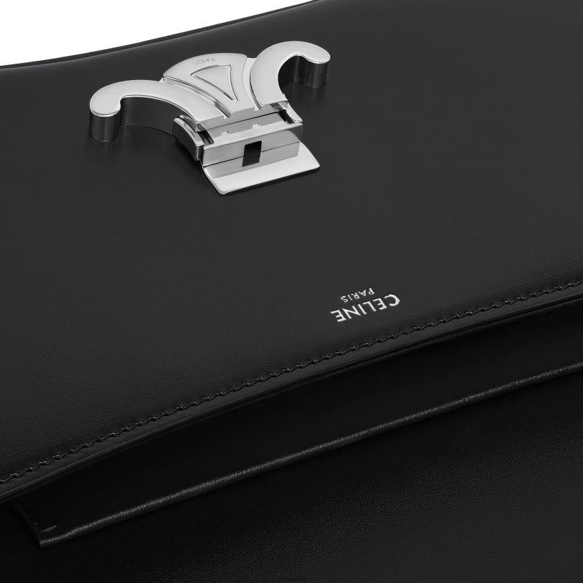 mulheres acessórios CELINE bolsa lola média em couro de bezerro brilhante preto T204R16