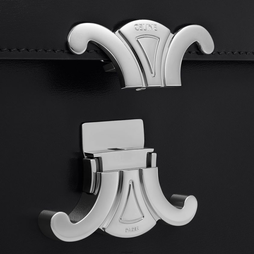 mulheres acessórios CELINE bolsa lola média em couro de bezerro brilhante preto T204R16