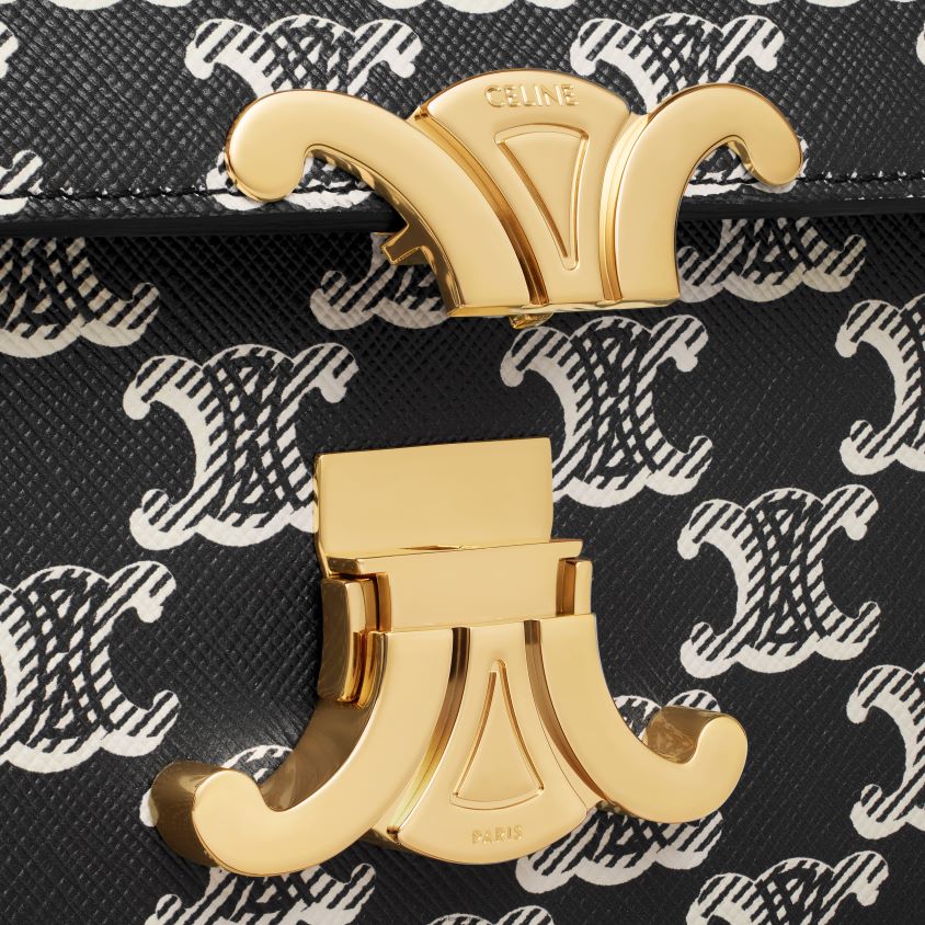 mulheres acessórios CELINE bolsa lola média em lona triomphe bicolor preto T204R19