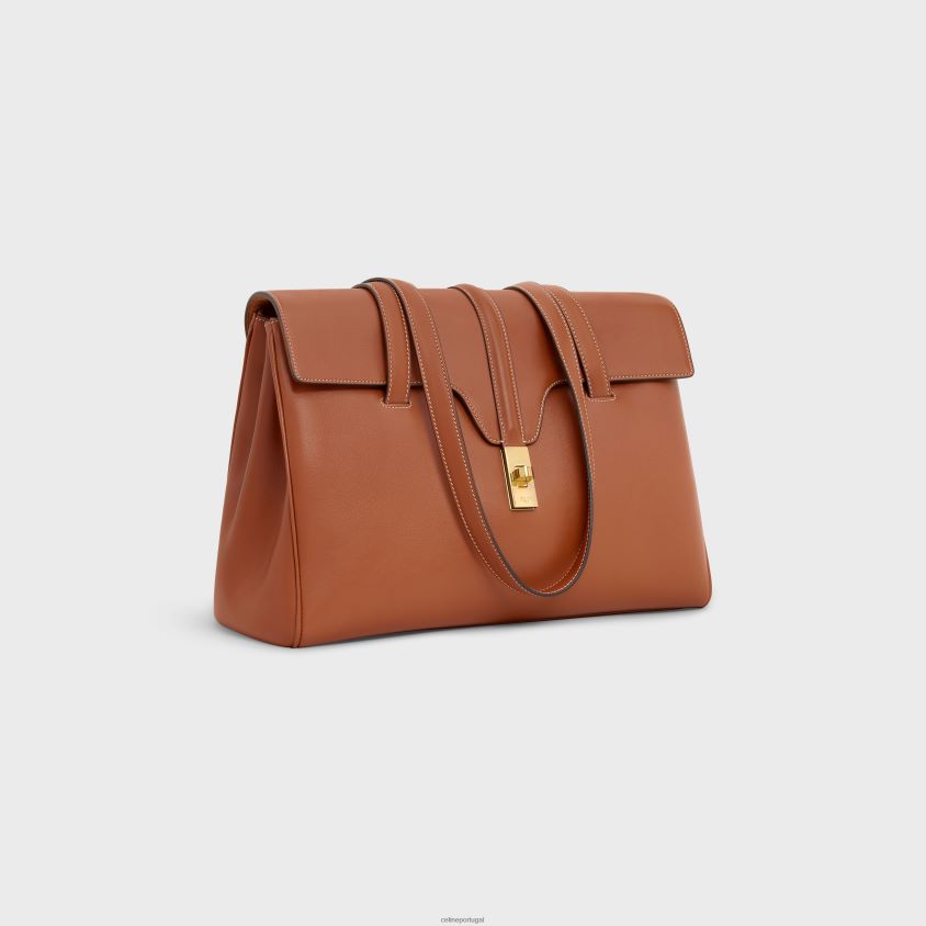 mulheres acessórios CELINE bolsa média macia 16 em couro de bezerro liso bronzeado T204R142