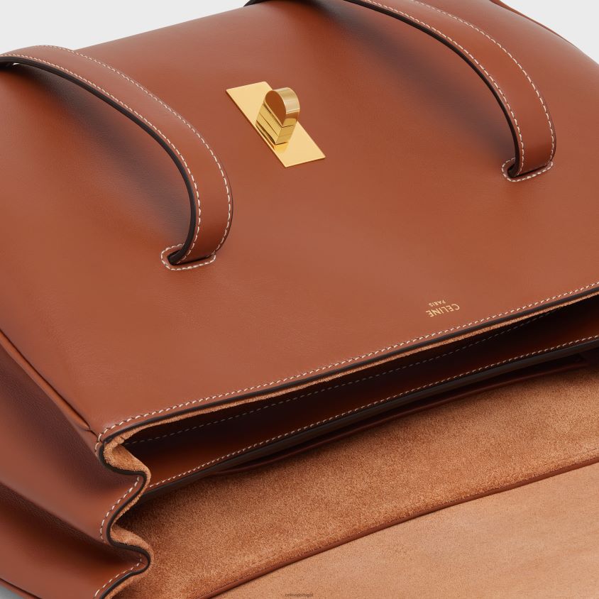 mulheres acessórios CELINE bolsa média macia 16 em couro de bezerro liso bronzeado T204R142