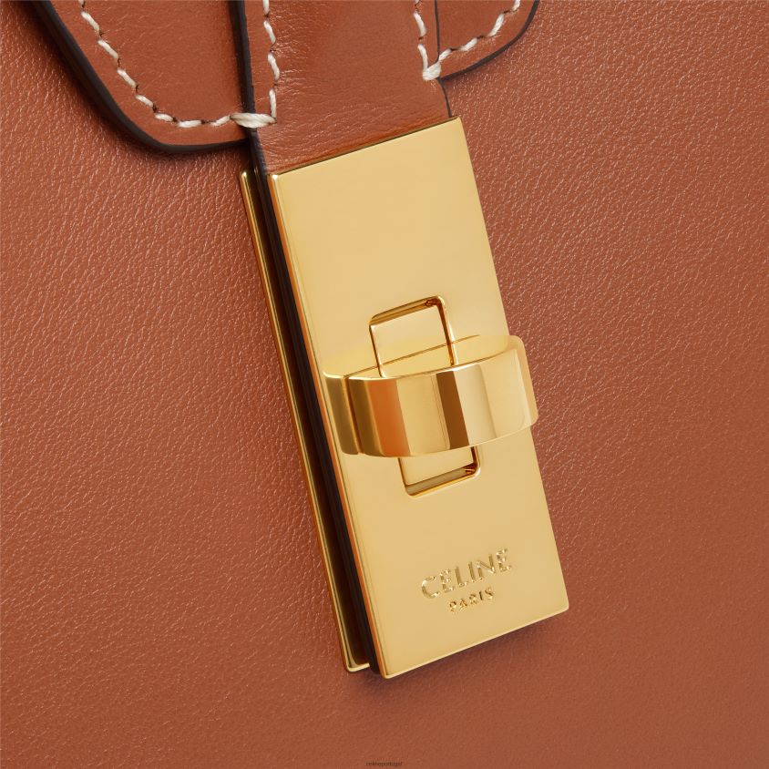 mulheres acessórios CELINE bolsa média macia 16 em couro de bezerro liso bronzeado T204R142