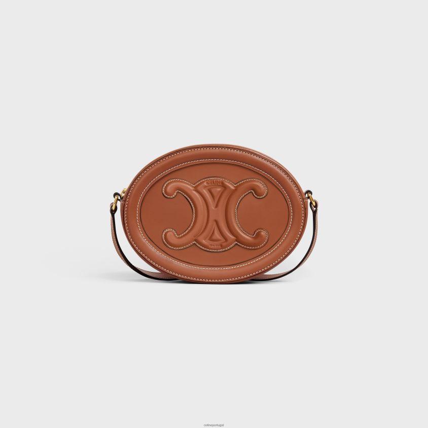 mulheres acessórios CELINE bolsa oval cuir triomphe em couro de bezerro liso bronzeado T204R211