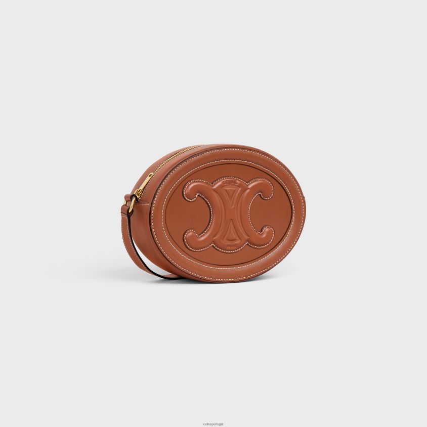 mulheres acessórios CELINE bolsa oval cuir triomphe em couro de bezerro liso bronzeado T204R211