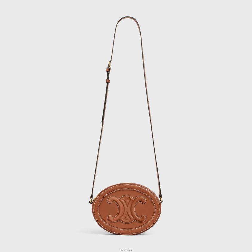 mulheres acessórios CELINE bolsa oval cuir triomphe em couro de bezerro liso bronzeado T204R211