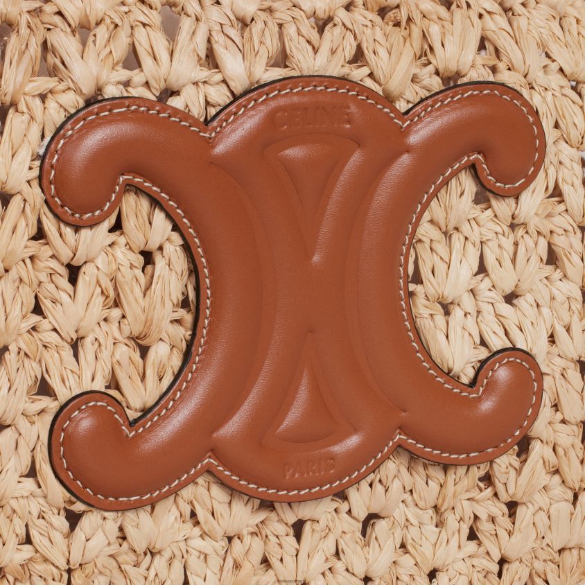 mulheres acessórios CELINE bolsa panier hobo clássica em ráfia e couro de bezerro natural/bronzeado T204R259