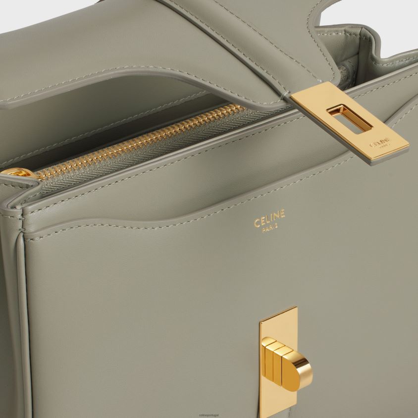mulheres acessórios CELINE bolsa pequena 16 em couro de bezerro acetinado Argila verde T204R125