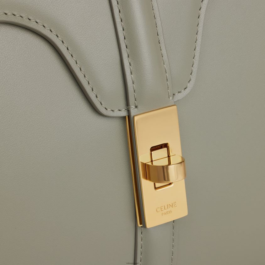 mulheres acessórios CELINE bolsa pequena 16 em couro de bezerro acetinado Argila verde T204R125
