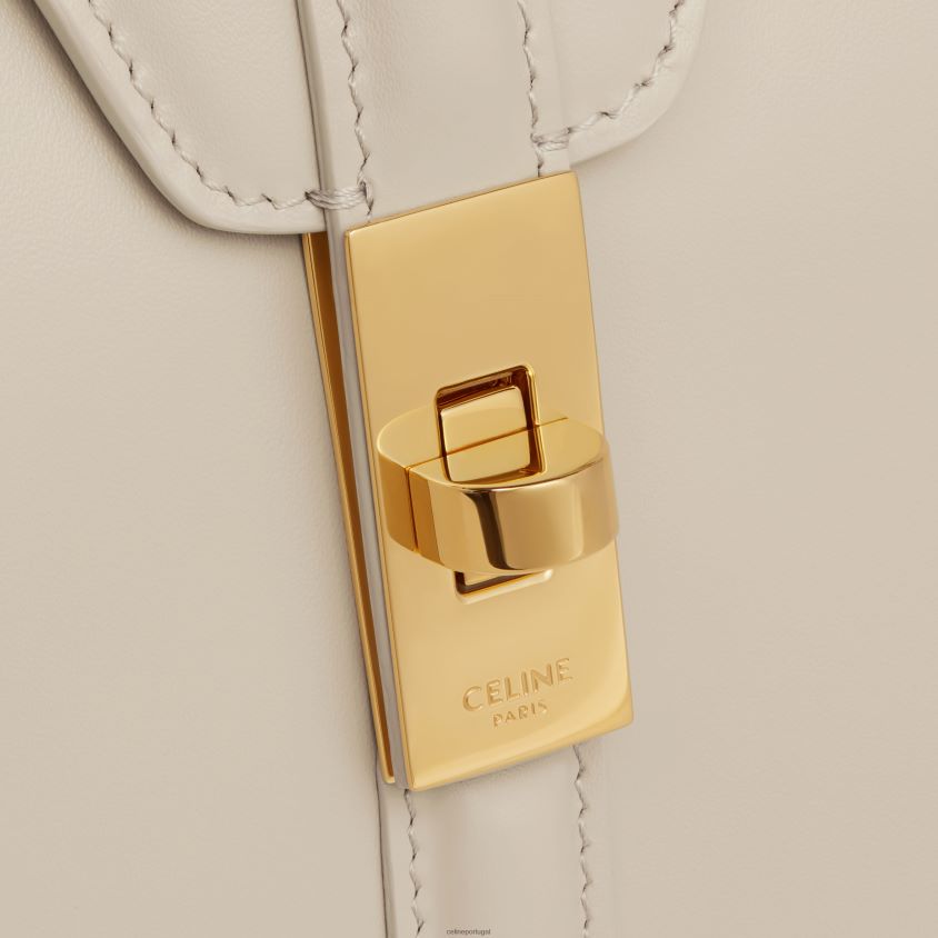 mulheres acessórios CELINE bolsa pequena 16 em couro de bezerro acetinado pedra clara T204R127