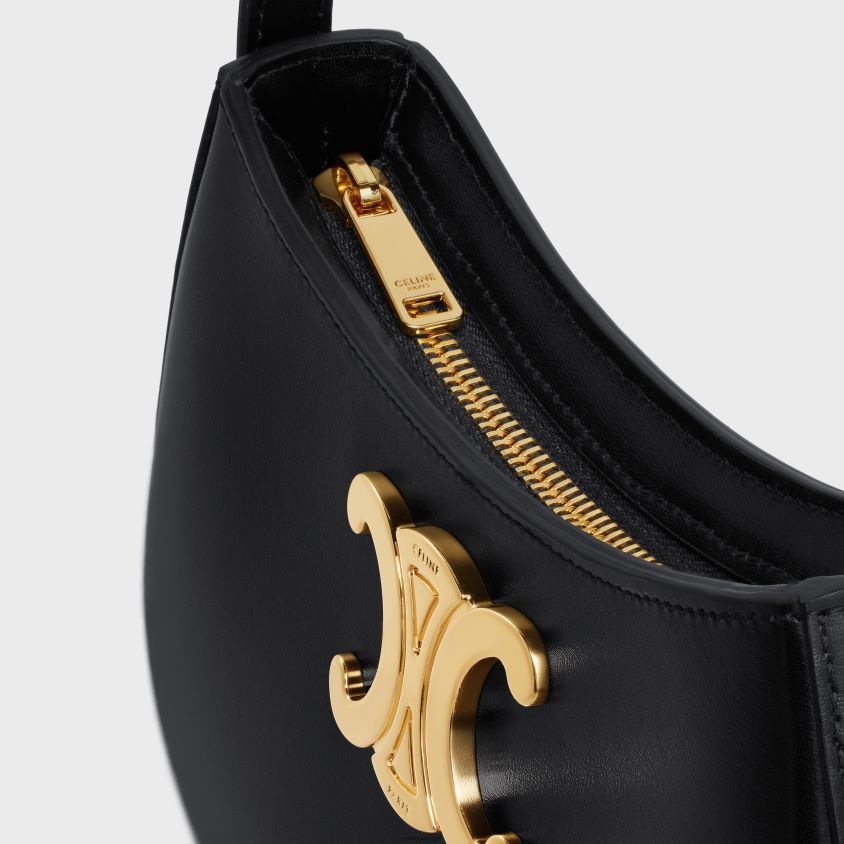 mulheres acessórios CELINE bolsa tilly média em couro de bezerro brilhante preto T204R11