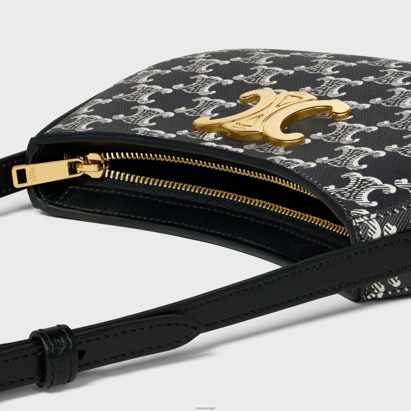 mulheres acessórios CELINE bolsa tilty média em lona triomphe bicolor preto T204R15