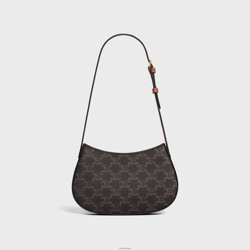 mulheres acessórios CELINE bolsa tilty média em lona triomphe e couro de bezerro bronzeado T204R14