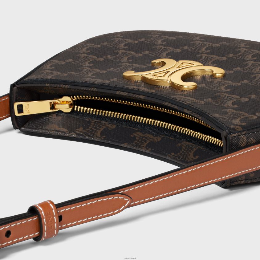 mulheres acessórios CELINE bolsa tilty média em lona triomphe e couro de bezerro bronzeado T204R14