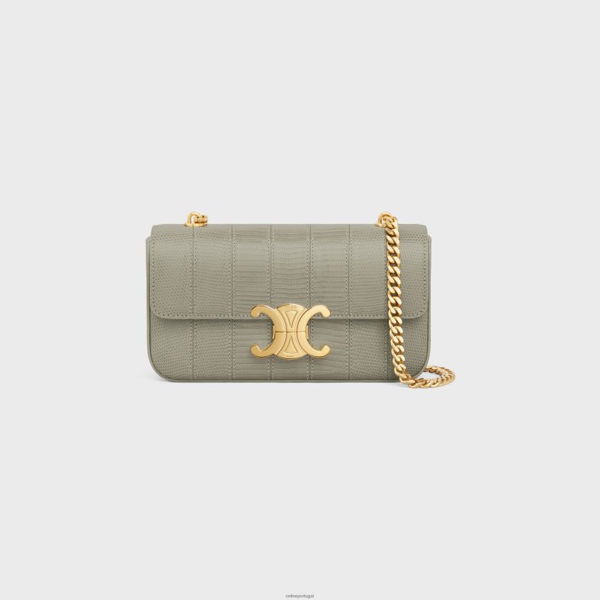 mulheres acessórios CELINE bolsa tiracolo com corrente claude em patchwork lagarto Argila verde T204R188