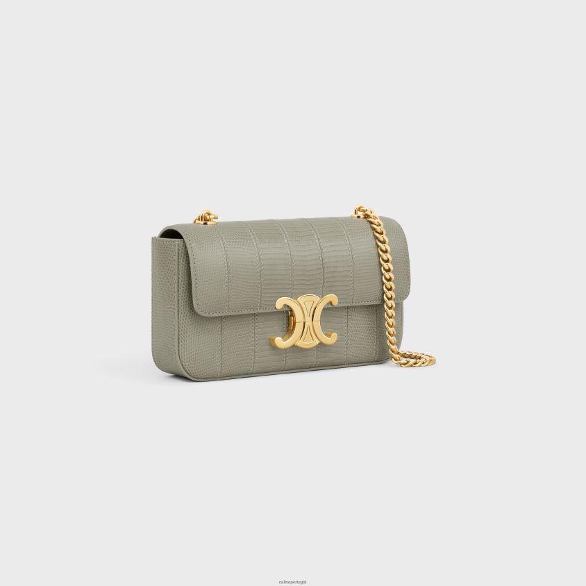 mulheres acessórios CELINE bolsa tiracolo com corrente claude em patchwork lagarto Argila verde T204R188