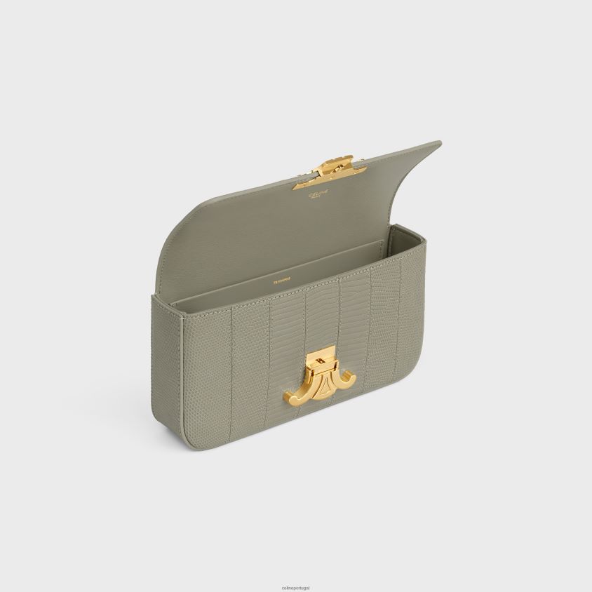 mulheres acessórios CELINE bolsa tiracolo com corrente claude em patchwork lagarto Argila verde T204R188