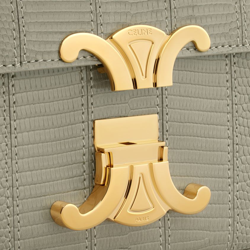 mulheres acessórios CELINE bolsa tiracolo com corrente claude em patchwork lagarto Argila verde T204R188