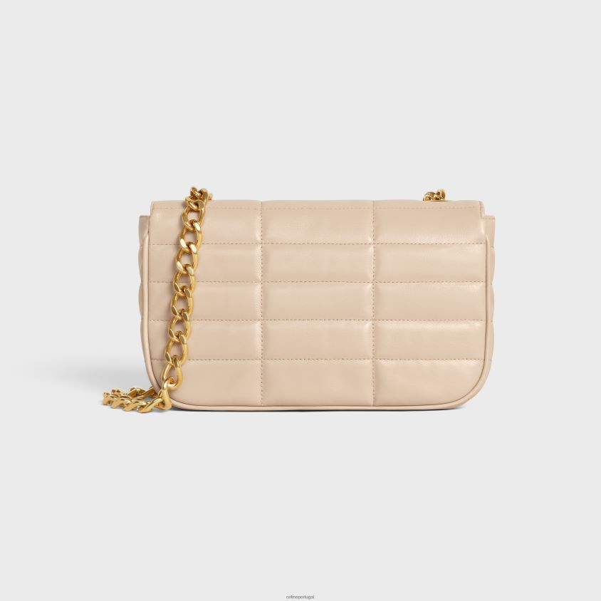 mulheres acessórios CELINE bolsa tiracolo em corrente matelassê monocromática em pele de cabra acolchoada nu T204R281