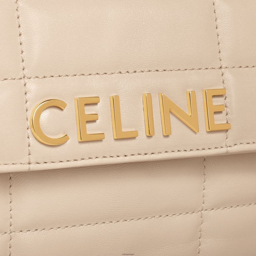 mulheres acessórios CELINE bolsa tiracolo em corrente matelassê monocromática em pele de cabra acolchoada nu T204R281