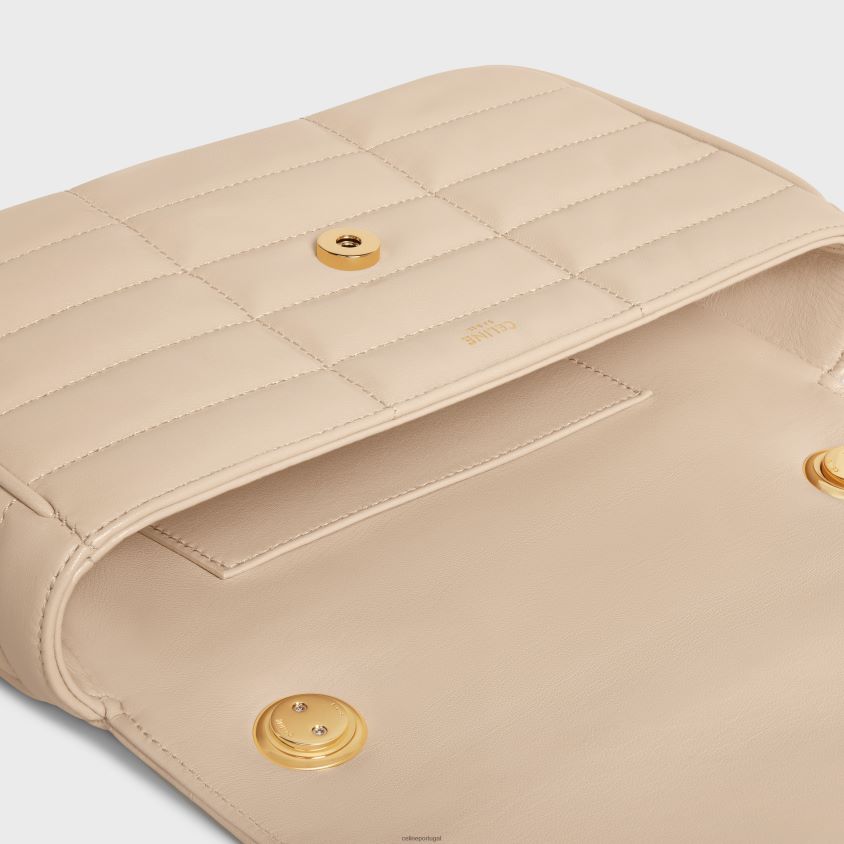 mulheres acessórios CELINE bolsa tiracolo em corrente matelassê monocromática em pele de cabra acolchoada nu T204R281