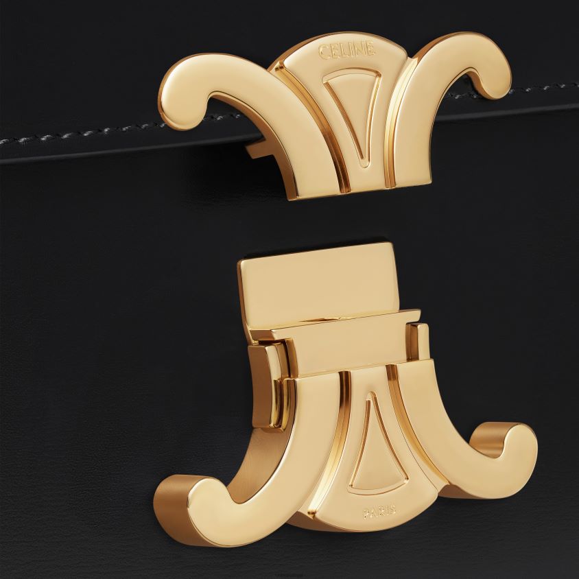 mulheres acessórios CELINE bolsa triomphe adolescente em couro de bezerro brilhante preto T204R1