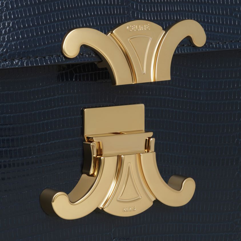 mulheres acessórios CELINE bolsa triomphe adolescente em lagarto azul-marinho T204R117