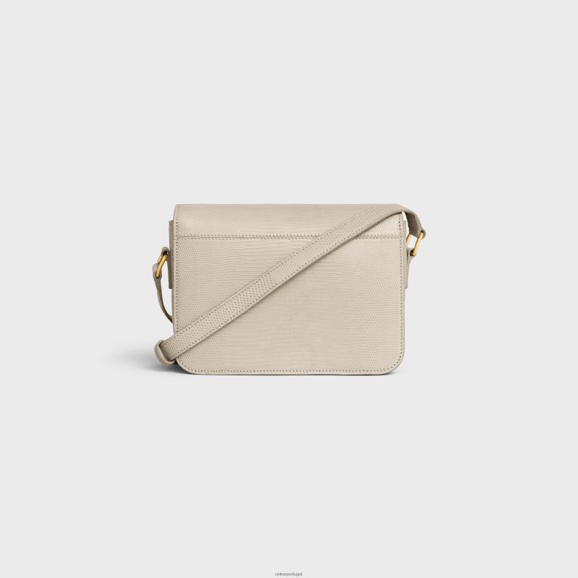 mulheres acessórios CELINE bolsa triomphe adolescente em lagarto pedra clara T204R49