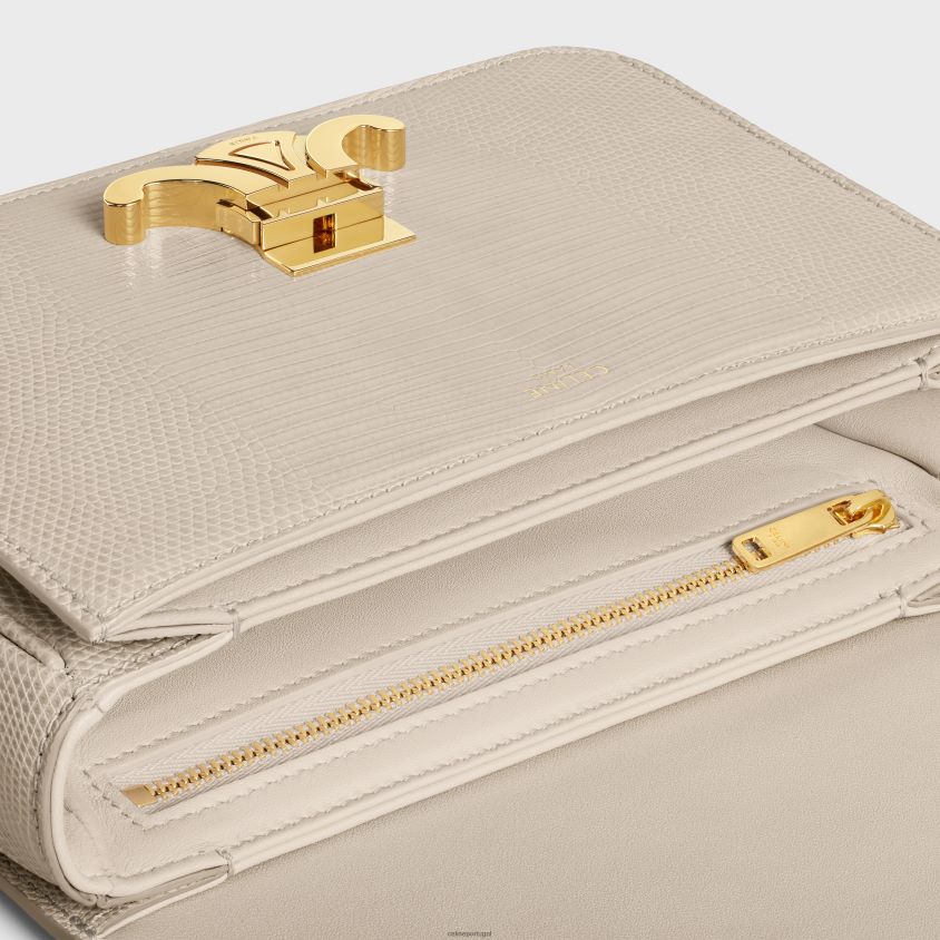 mulheres acessórios CELINE bolsa triomphe adolescente em lagarto pedra clara T204R49