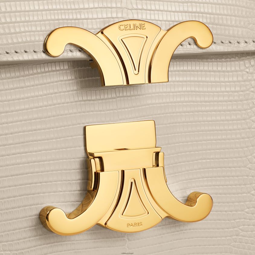 mulheres acessórios CELINE bolsa triomphe adolescente em lagarto pedra clara T204R49