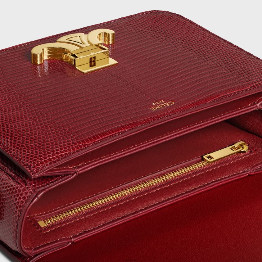 mulheres acessórios CELINE bolsa triomphe adolescente em lagarto rubi T204R22