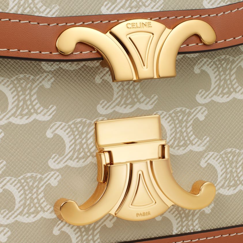 mulheres acessórios CELINE bolsa triomphe adolescente em lona triomphe e couro de bezerro Greg T204R216