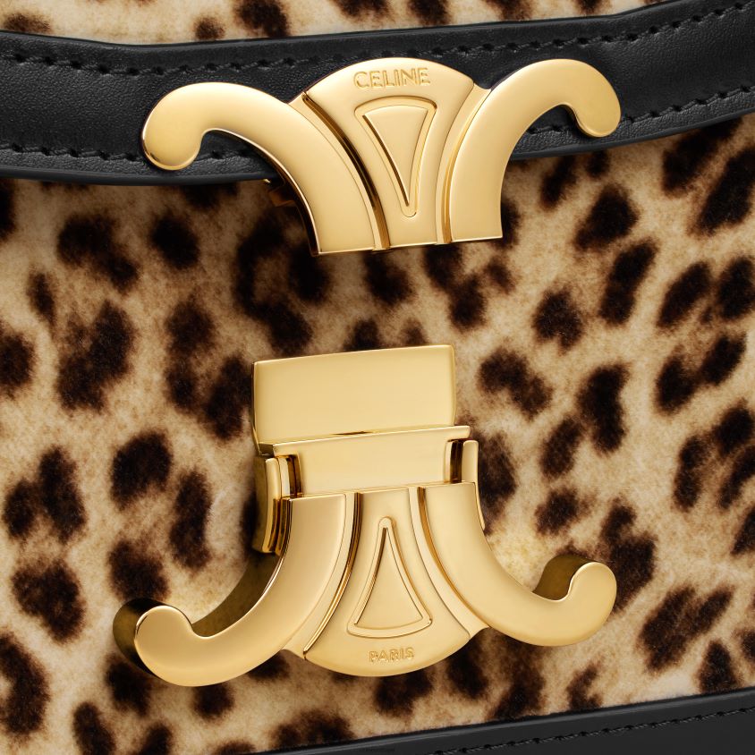 mulheres acessórios CELINE bolsa triomphe adolescente em veludo com estampa leopardo T204R104