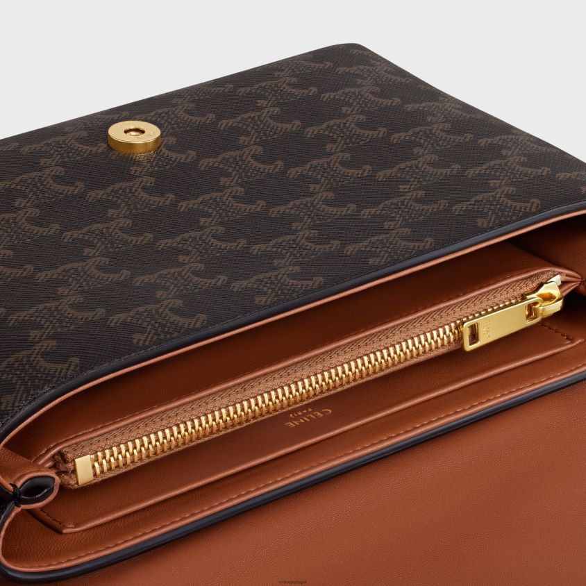 mulheres acessórios CELINE bolsa victoire média em canvas triomphe bronzeado T204R7