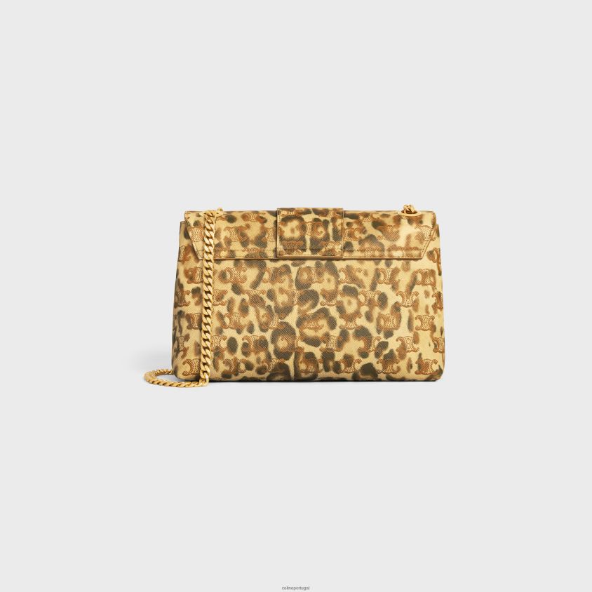 mulheres acessórios CELINE bolsa victoire média em canvas triomphe com estampa leopardo T204R8