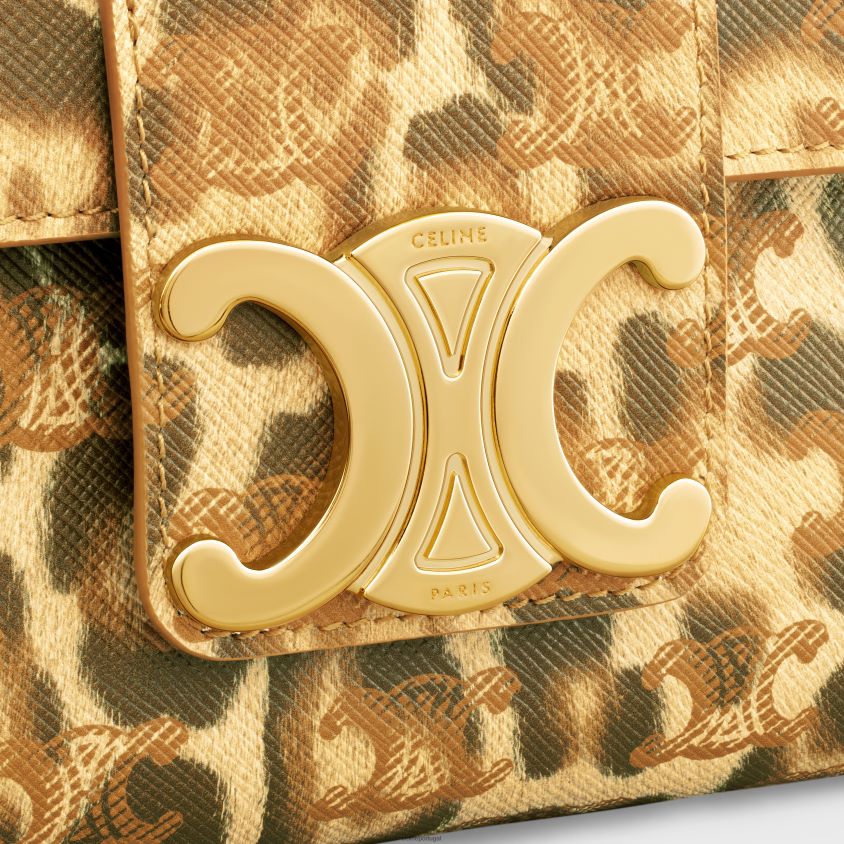 mulheres acessórios CELINE bolsa victoire média em canvas triomphe com estampa leopardo T204R8