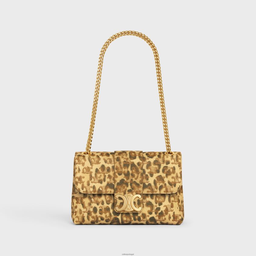 mulheres acessórios CELINE bolsa victoire média em canvas triomphe com estampa leopardo T204R8