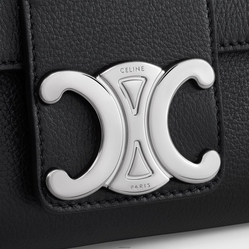 mulheres acessórios CELINE bolsa victoire média em couro de bezerro macio preto T204R9