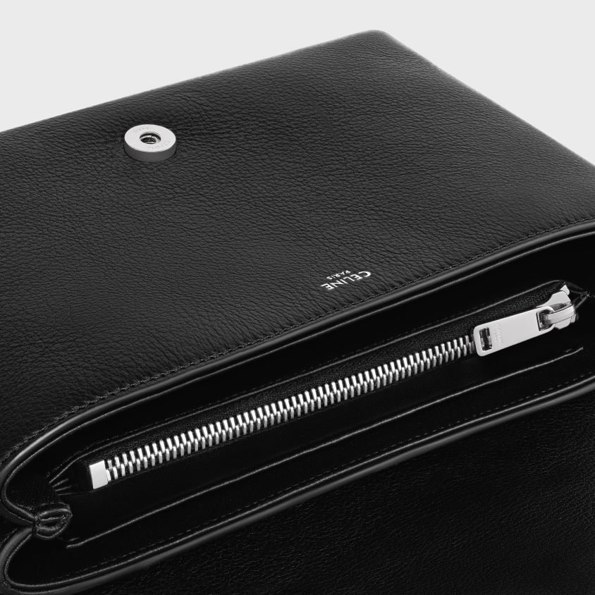 mulheres acessórios CELINE bolsa victoire média em couro de bezerro macio preto T204R9