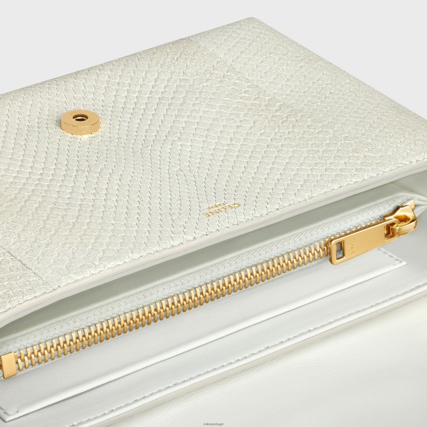 mulheres acessórios CELINE bolsa victoire média em python perolado branco T204R88