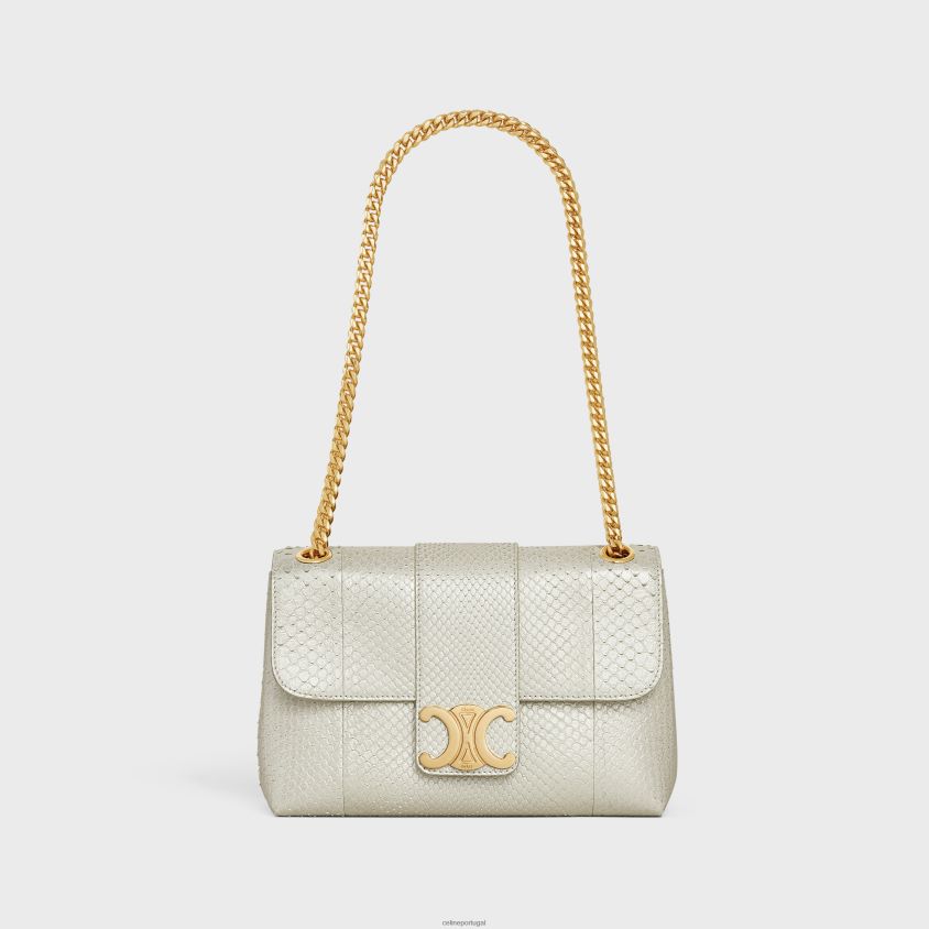mulheres acessórios CELINE bolsa victoire média em python perolado branco T204R88