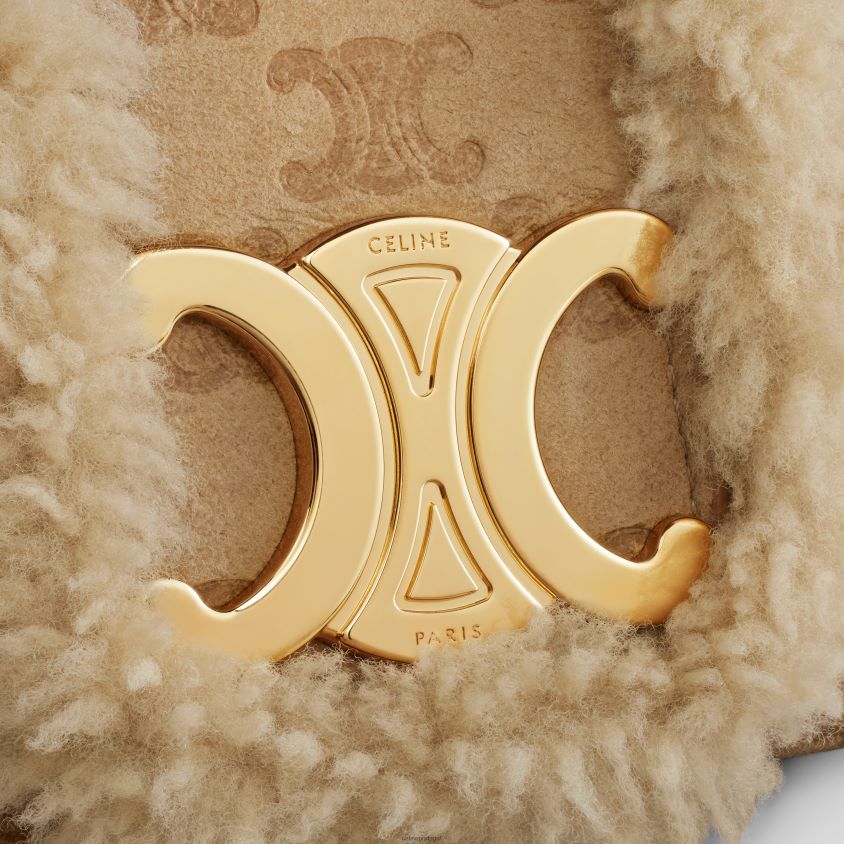 mulheres acessórios CELINE bolsa victoire média em shearling com triomphe por toda parte natural T204R10