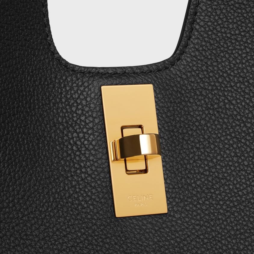 mulheres acessórios CELINE cabas 16 em couro de bezerro granulado flexível preto T204R69