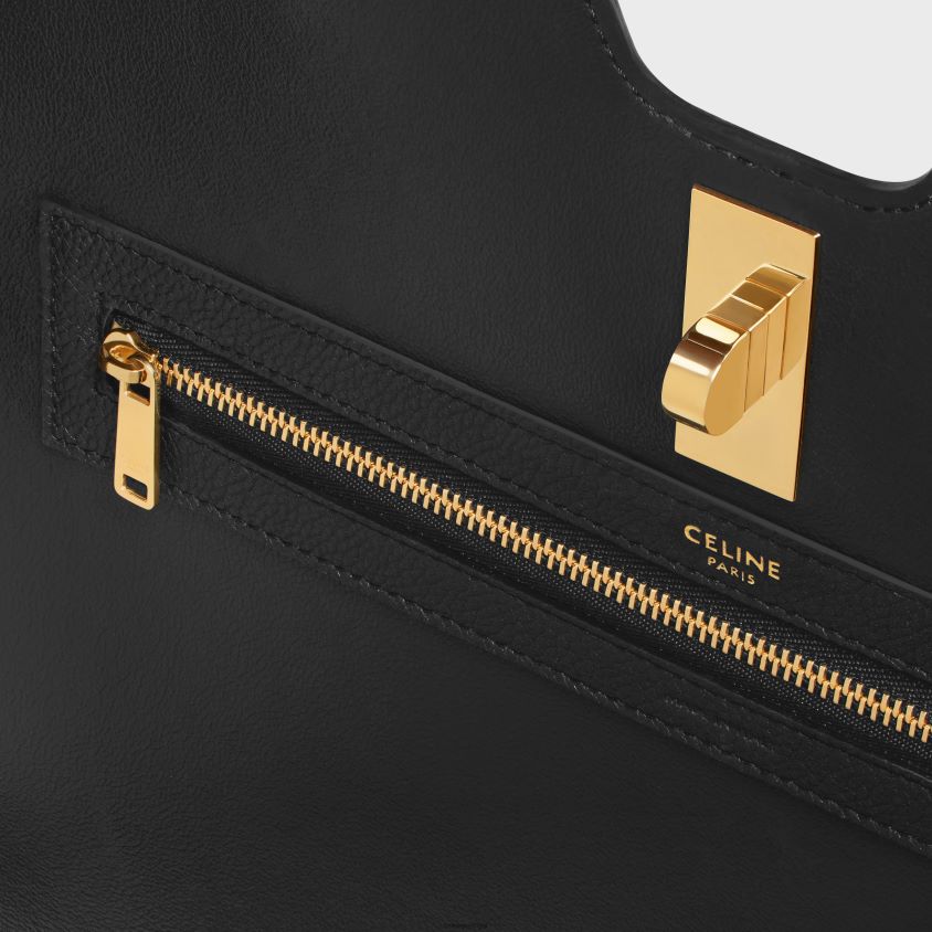 mulheres acessórios CELINE cabas 16 em couro de bezerro granulado flexível preto T204R69