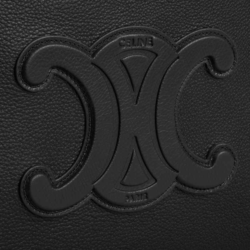 mulheres acessórios CELINE cabas cordão cuir triomphe em couro de bezerro granulado preto T204R196