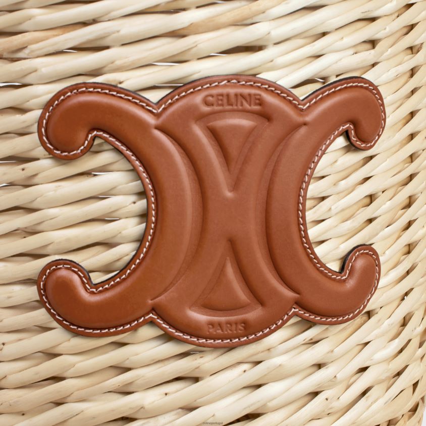 mulheres acessórios CELINE cesta em vime e couro de bezerro bronzeado T204R299