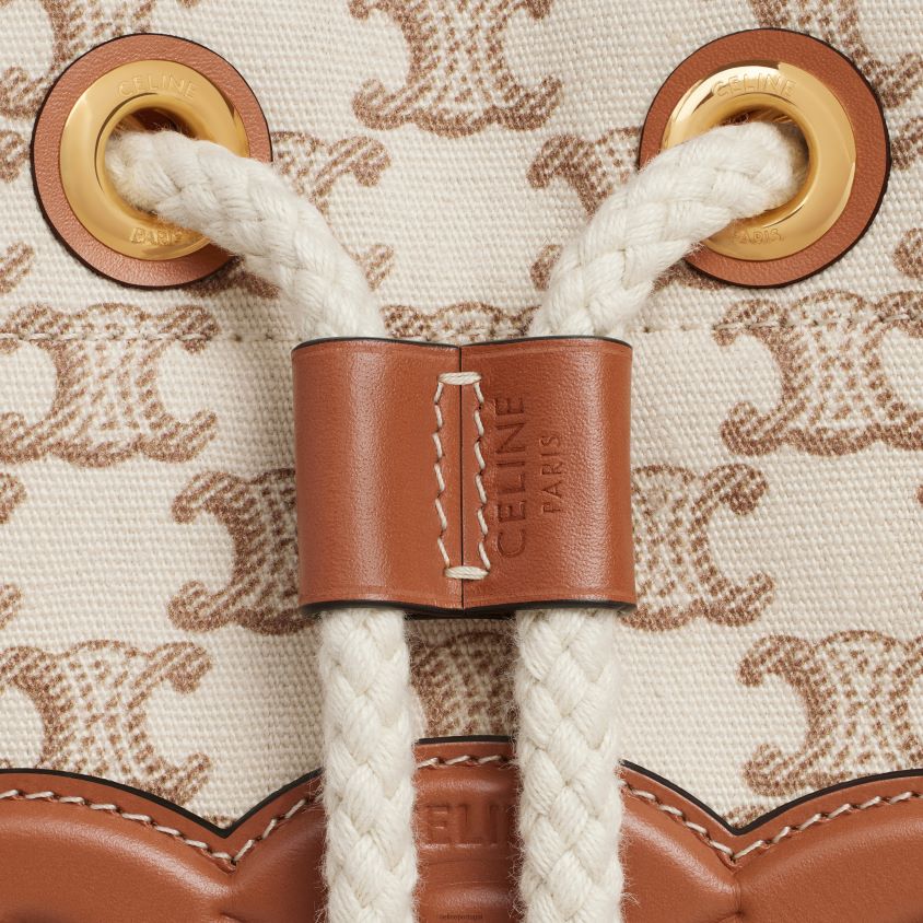 mulheres acessórios CELINE cordão adolescente em tecido com impressão em tela triomphe e couro de bezerro branco T204R82
