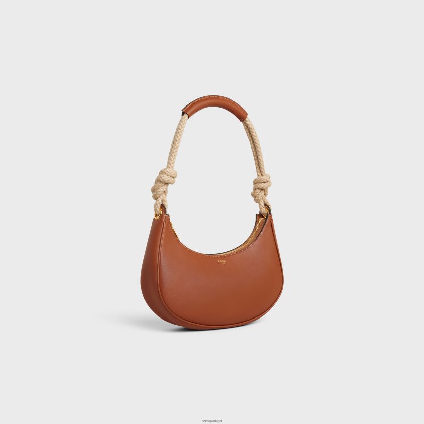 mulheres acessórios CELINE corda ava média em couro de bezerro liso bronzeado T204R157