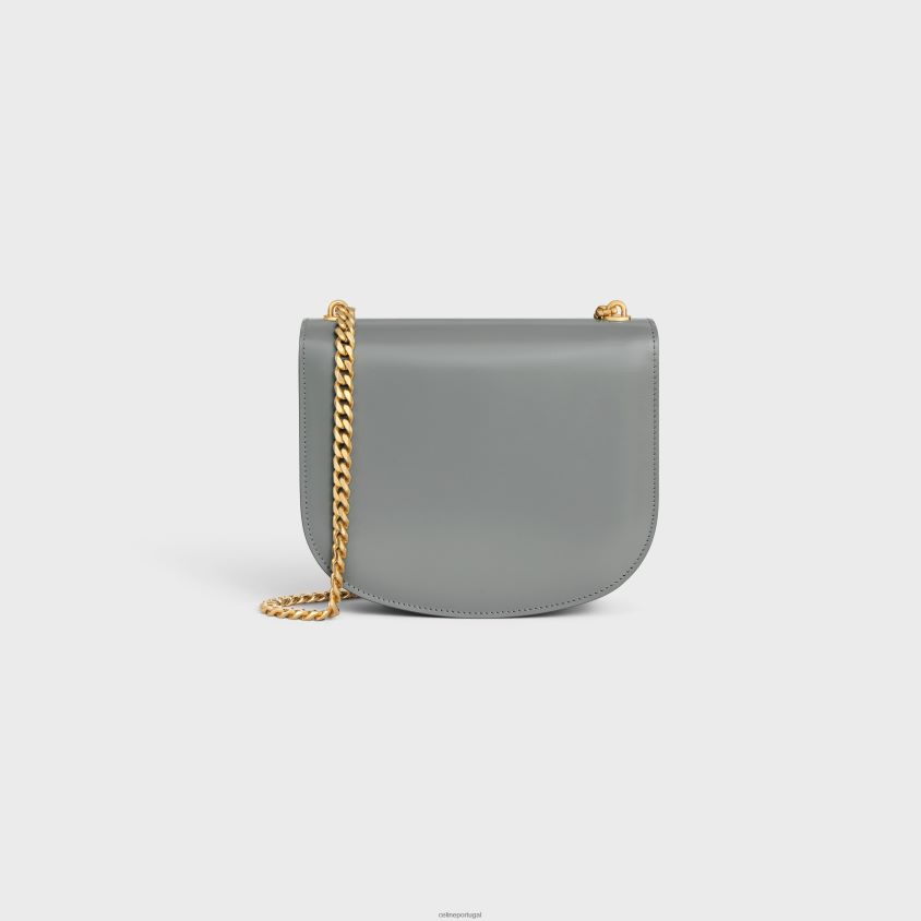 mulheres acessórios CELINE corrente besace clea em couro de bezerro brilhante zinco T204R57