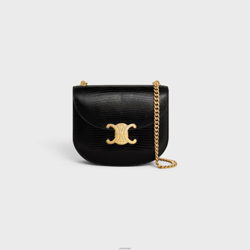 mulheres acessórios CELINE corrente besace clea em lagarto preto T204R171