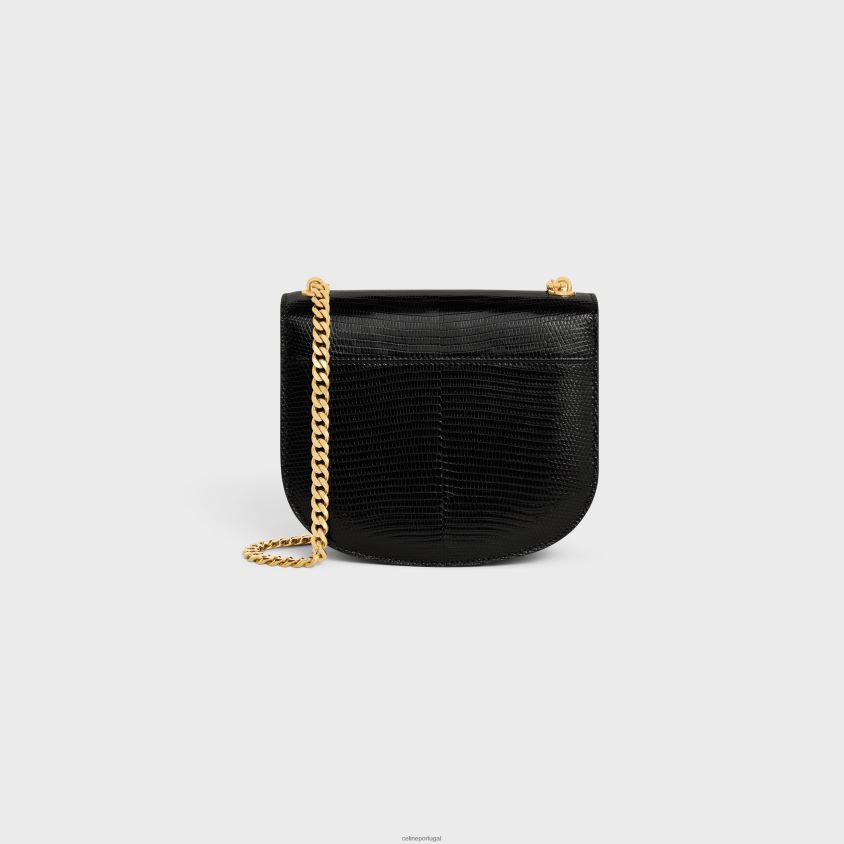 mulheres acessórios CELINE corrente besace clea em lagarto preto T204R171
